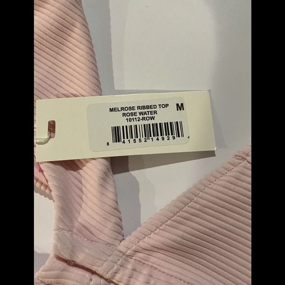 NWT Frankie’s Bikinis Melrose Ribbed Top Rose Water Light Pink Medium TOP ONLY - Picture 7 of 10